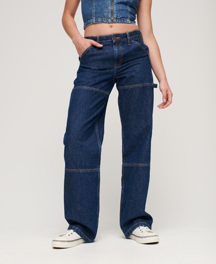 Superdry Damen Mittelhohe Denim Carpenter Jeans aus Bio-Baumwolle Dunkelblau - Größe: 30/30 von Superdry