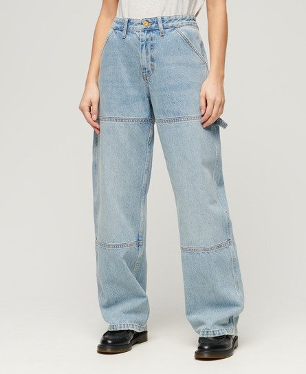Superdry Damen Carpenter Jeans aus Denim mit Mittlerer Leibhöhe Hellblau - Größe: 28/32 von Superdry