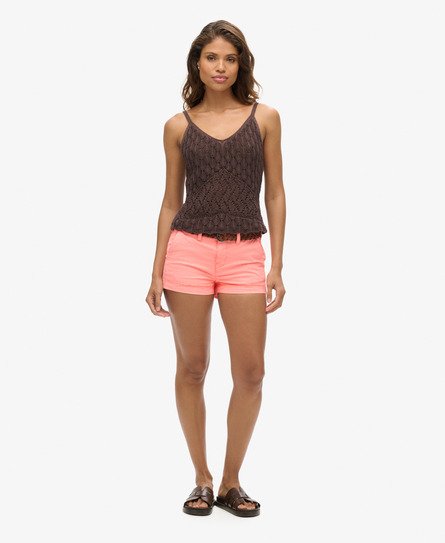 Superdry Damen Chino Hot Shorts Rot - Größe: 36 von Superdry