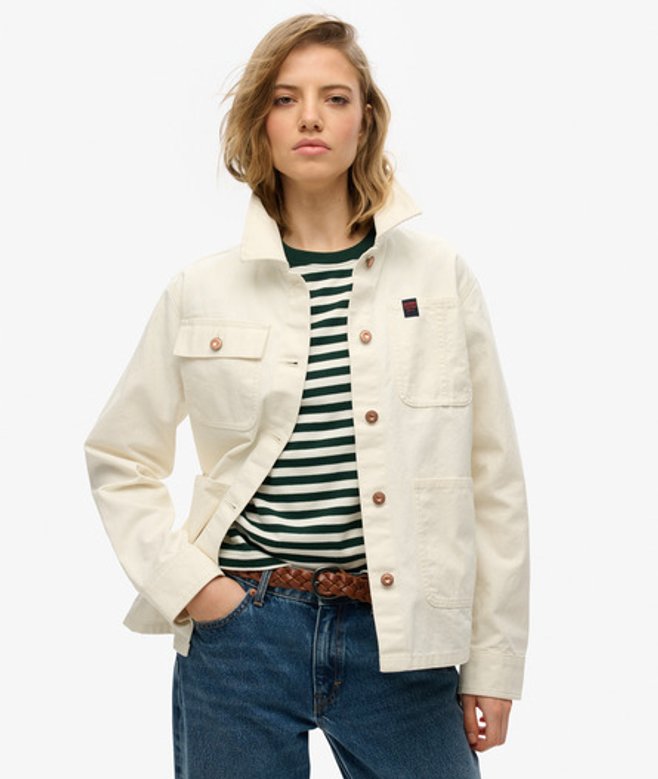 Superdry Women's Chore Jacke Weiß - Größe: 38 von Superdry