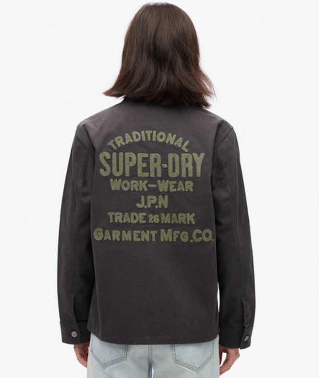 Superdry Damen Schwarz Bestickte Chore-Jacke, Größe: 36 von Superdry