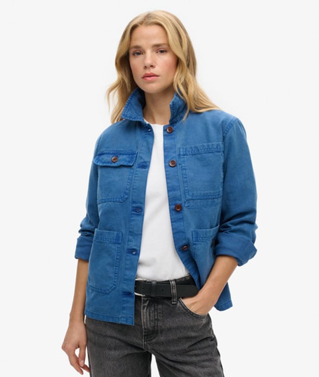 Superdry Damen Chore Jacke mit Vier Taschen Dunkelblau - Größe: 36 von Superdry