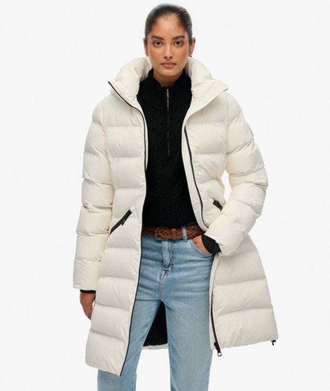 Superdry Damen City Mid Steppjacke White - Größe: 46 von Superdry