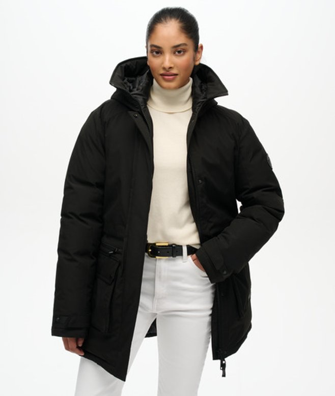 Superdry Damen City Wattierte Parka-jacke Black - Größe: 42 von Superdry