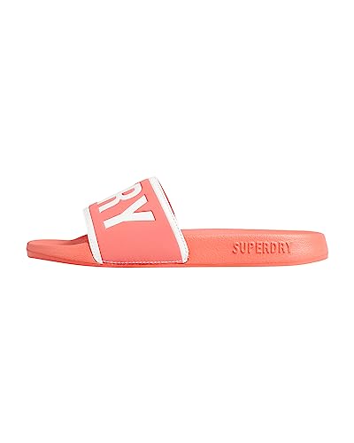 Superdry Damen Code CORE Pool Slide Schiebe-Sandalen, Hyper Fire Coral/Optic, Small von Superdry