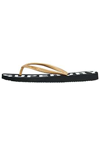Superdry Damen Code CORE SPRT VEGAN FLIP Flop Kapuzenpullover, Schwarzes Metallic Gold, S von Superdry