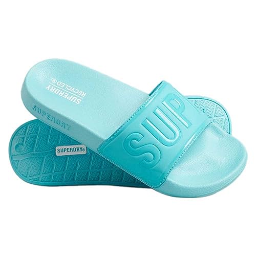 Superdry Damen Code CORE VEGAN Pool Slide Kapuzenpullover, Blau (Aquamarin Blue), L von Superdry