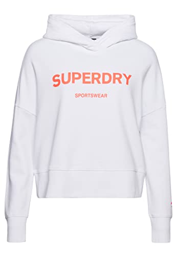Superdry Damen Code Core Sport Crop Box Hood Sweatshirt, Optic, 36 von Superdry