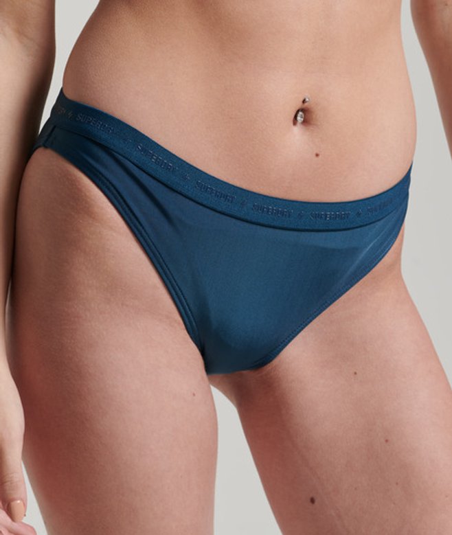 Superdry Damen Code Elastisches Micro Bikinihöschen Blau - Größe: 40 von Superdry
