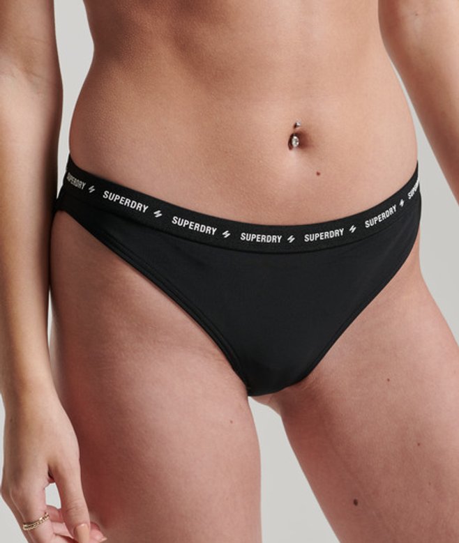 Superdry Damen Code Elastisches Micro Bikinihöschen Schwarz - Größe: 36 von Superdry