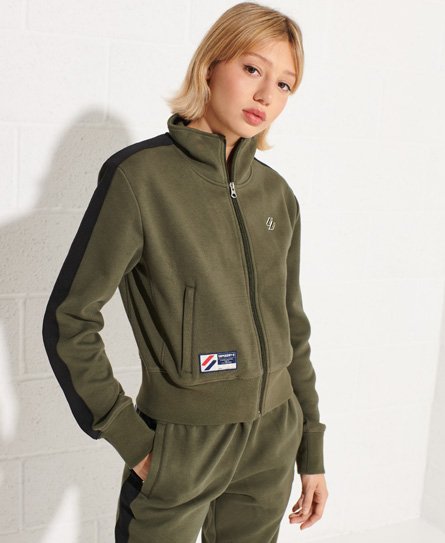 Superdry Women's Code Trainingsjacke mit Streifen Grün - Größe: 42 von Superdry