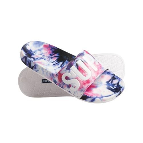 Superdry Damen Code Vegan Slide Flipflop, Pink Tie Dye, Medium von Superdry