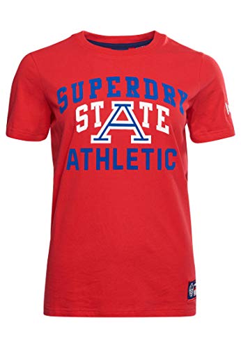 Superdry Damen Collegiate Athletic Union T-Shirt Drop Kick Rot 38 von Superdry