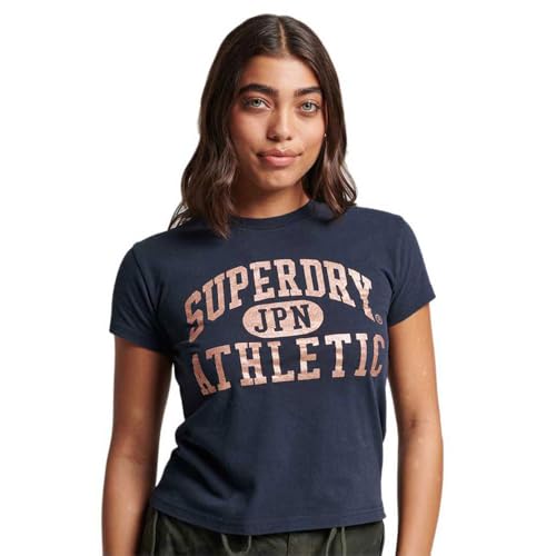 Superdry Damen Collegiate T-Shirt mit Grafikprint Finster Marineblau 34 von Superdry