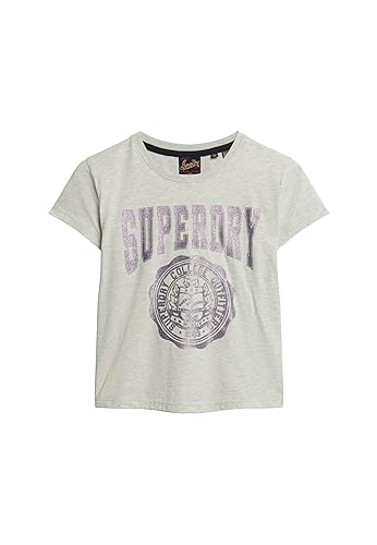 Superdry Damen Collegiate T-Shirt mit Grafikprint Gletschergrau Meliert 42 von Superdry