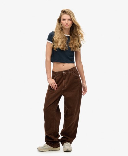 Superdry Women's Contrast Carpenter Hose Braun - Größe: 28/30 von Superdry