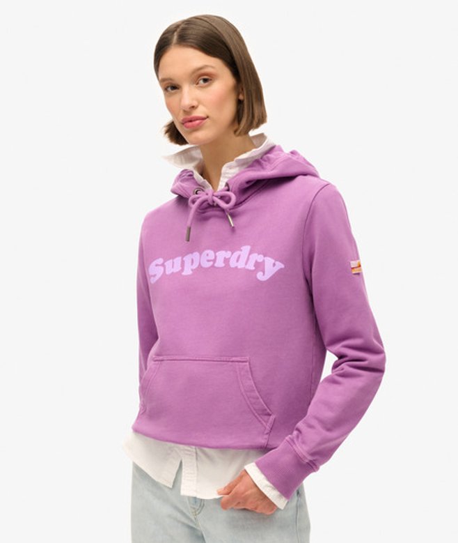 Superdry Damen Cooper Hoodie mit Farblich Abgestimmtem Logo Lila - Größe: 40 Superdry Damen Cooper Hoodie mit Farblich Abgestimmtem Logo Lila - Größe: 40 von Superdry