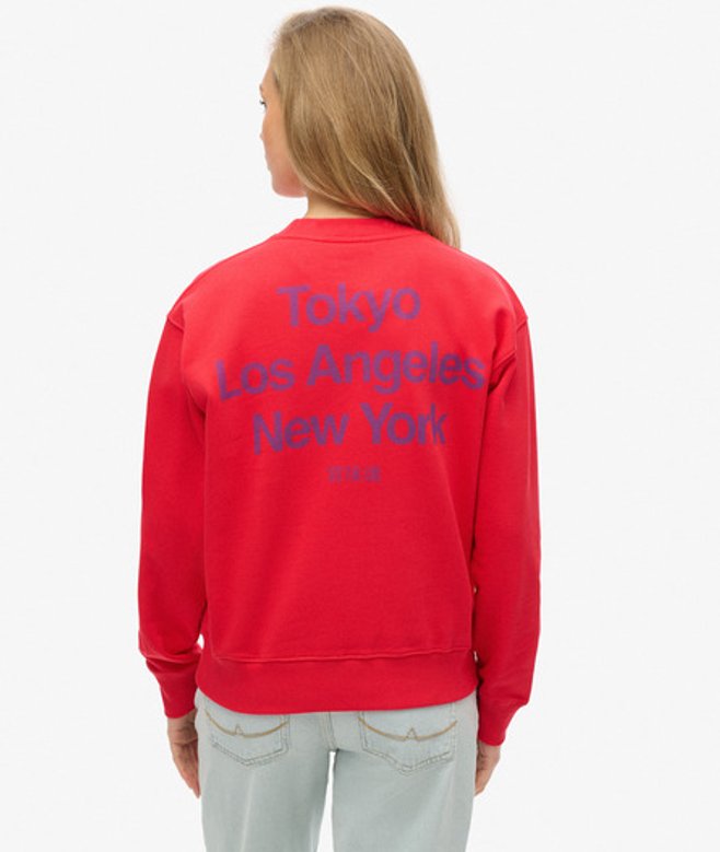Superdry Damen Core Logo City Sweatshirt mit Rundhalsausschnitt und Grafik Pink - Größe: 42 von Superdry