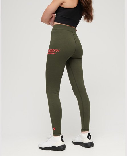 Superdry Women's Core Sports Leggings mit Hohem Bund Grün - Größe: 36 von Superdry