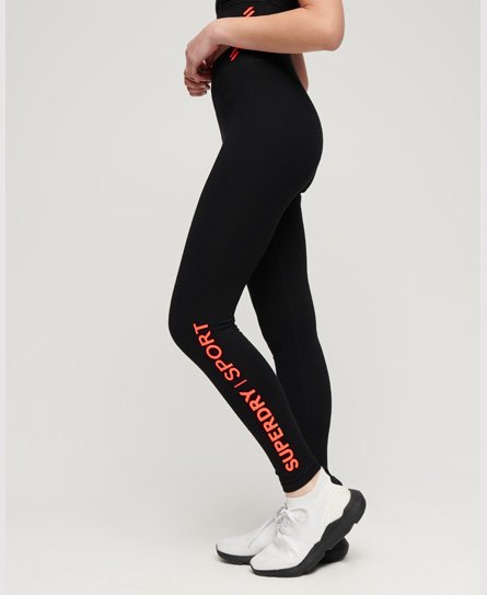 Superdry Women's Core Sports Leggings mit Hohem Bund Schwarz - Größe: 38 von Superdry