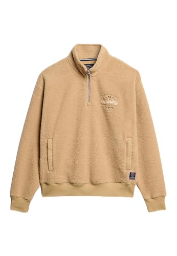 Superdry Damen Country Club Fleece-Sweatshirt mit halblangem Reißverschluss Shaker Beige 36 von Superdry