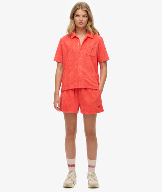 Superdry Damen Country Club Frottee-shorts Cream - Größe: 34 von Superdry