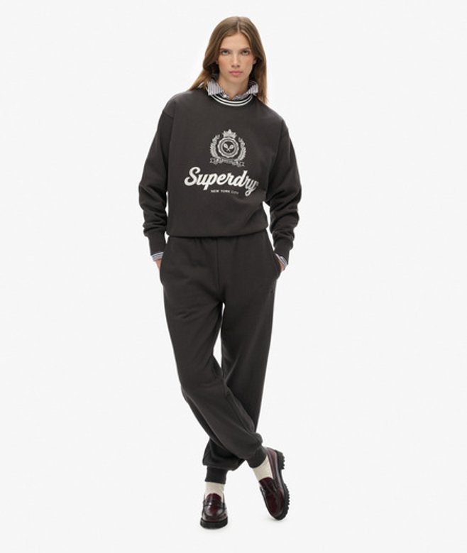 Superdry Damen Country Club Jogginghose mit Bündchen Black - Größe: 36 von Superdry