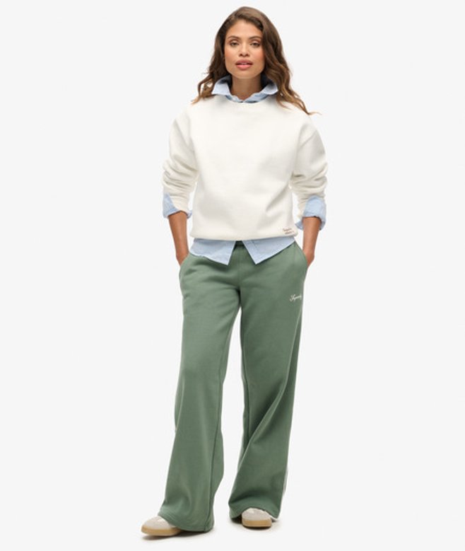 Superdry Damen Country Club Jogginghose mit Geradem Bein Grün - Größe: 38 von Superdry