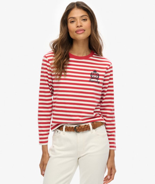 Superdry Damen Country Club Langarmoberteil mit Streifen Red - Größe: 38 Superdry Damen Country Club Langarmoberteil mit Streifen Red - Größe: 38 von Superdry