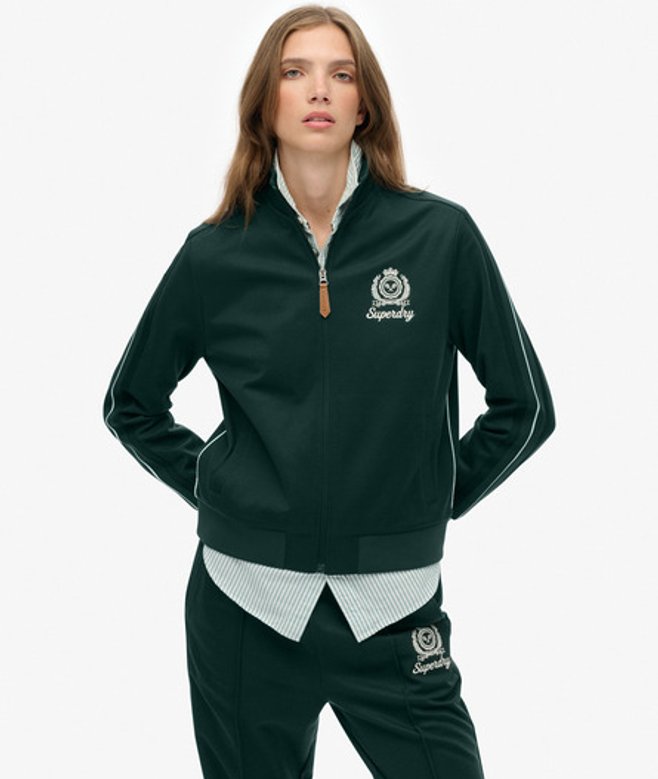 Superdry Damen Country Club Trainingsoberteil Green - Größe: 44 von Superdry