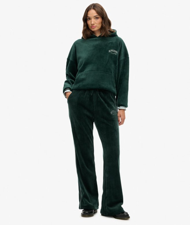 Superdry Damen Country Club Velour Jogginghose Green - Größe: 44 von Superdry