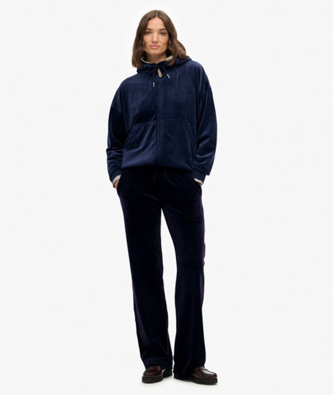 Superdry Damen Country Club Velour Jogginghose Navy - Größe: 34 von Superdry