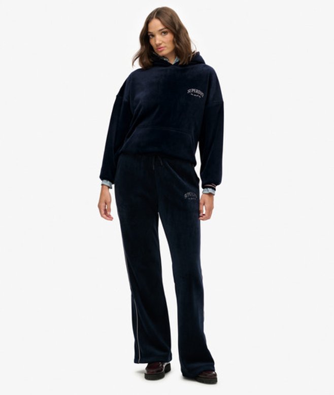 Superdry Damen Country Club Velour Jogginghose Navy - Größe: 34 von Superdry