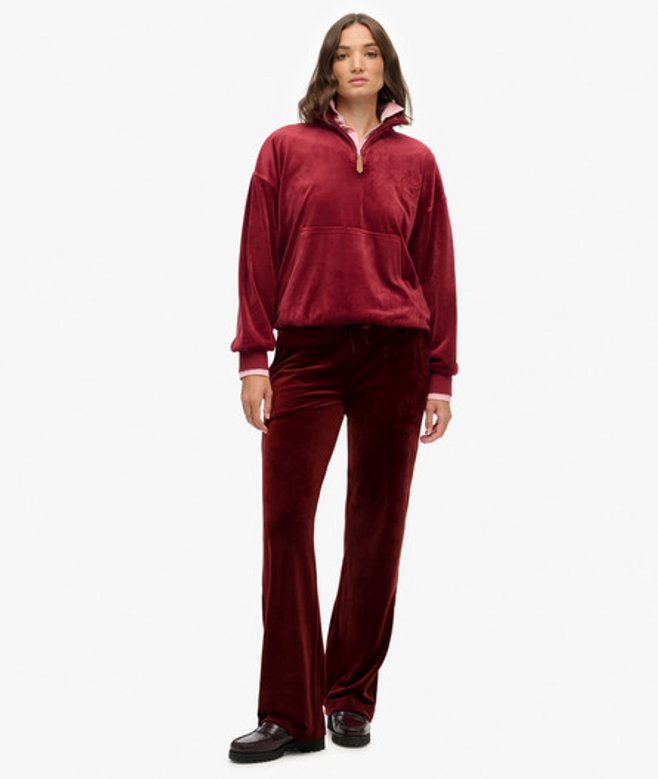 Superdry Damen Country Club Velour Jogginghose Red - Größe: 36 von Superdry