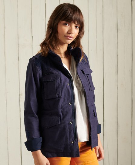 Superdry Women's Crafted M65 Jacke Marineblau - Größe: 38 von Superdry