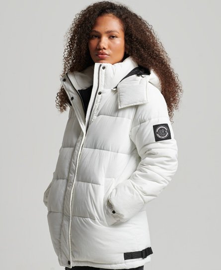 Superdry Damen Creme Expedition Cocoon Steppmantel, Größe: 42 von Superdry