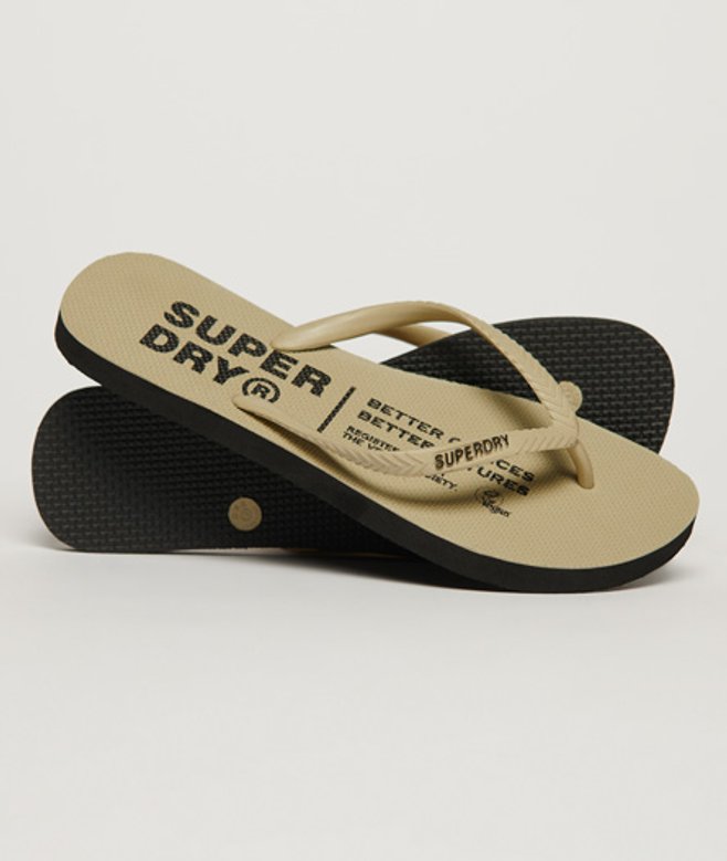 Superdry Damen Creme Vegane Flip-flops mit Logo-druck, Größe: L - Größe: L von Superdry