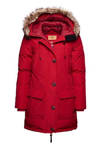 Superdry Damen Daunenparka mit Kapuze und Kunstfellbesatz Chili Pepper 38 von Superdry