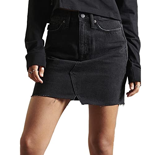 Superdry Damen Denim Mini Skirt, Jessy Schwarz Vintage, W27 von Superdry