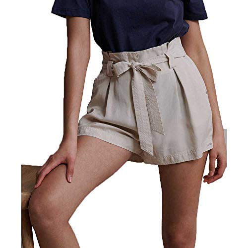 Superdry Damen Desert Paper Bag Shorts, Beige (Oat Bran RUT), 38 von Superdry