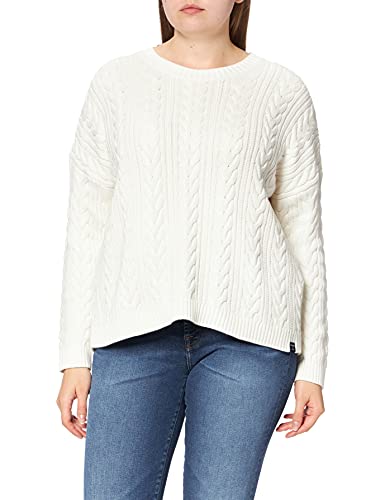 Superdry Damen Dropped Shoulder Cable Crew Pullover Sweater, Winter White, XL von Superdry