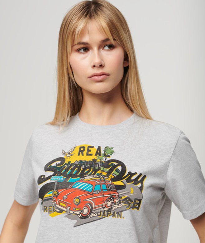 Superdry Damen Dunkelgrau T-shirt Grafikdruck, Größe: 38 - Größe: 38 von Superdry