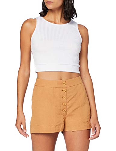 Superdry Damen Eden Linen Shorts, Braun (Biscuit 50O), S (Herstellergröße:10) von Superdry