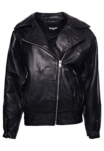 Superdry Damen Edit Hybrid Leder-Bikerjacke Schwarz L Superdry Damen Edit Hybrid Leder-Bikerjacke Schwarz L von Superdry
