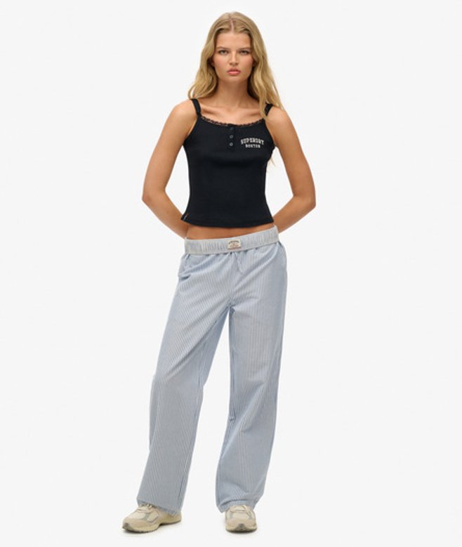 Superdry Damen Elastische Hose aus Bio-baumwolle mit Streifen Blue - Größe: 36 von Superdry