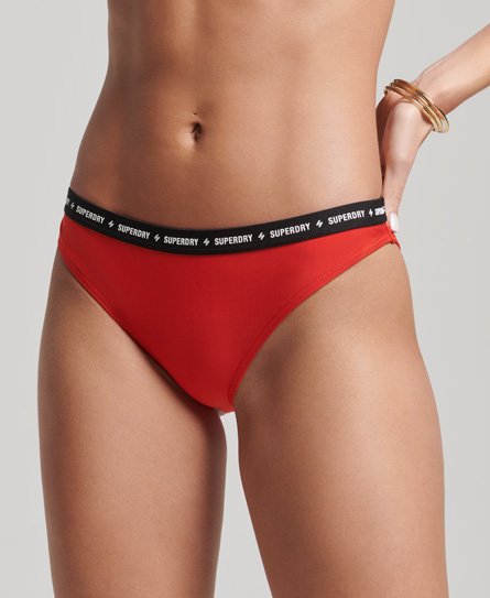 Superdry Women's Elastisches Micro Bikinihöschen aus Recyceltem Material Rot - Größe: 44 von Superdry
