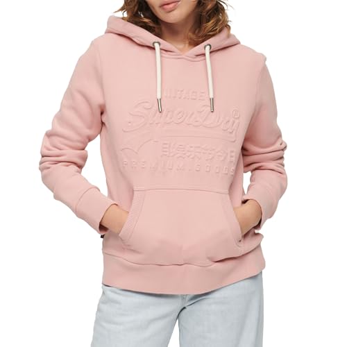 Superdry Damen Embossed VL Hoodie Kapuzenpullover, Vintage Blush Pink, von Superdry