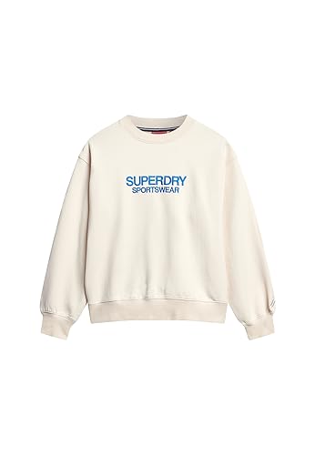 Superdry Damen Embroidered Loose Crew Sweat Sweatshirt, Reisweiß, 36 von Superdry