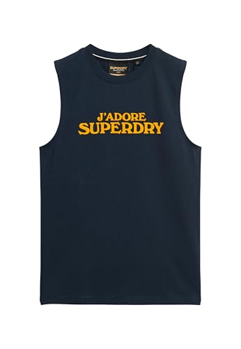 Superdry Damen Eng anliegendes Sport Luxe Tanktop mit Grafik Finster Marineblau 36 von Superdry