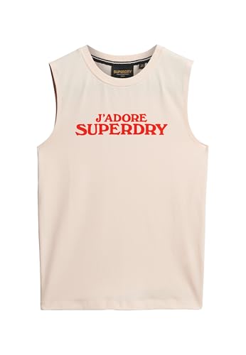 Superdry Damen Eng anliegendes Sport Luxe Tanktop mit Grafik Malve Morn Pink 36 von Superdry